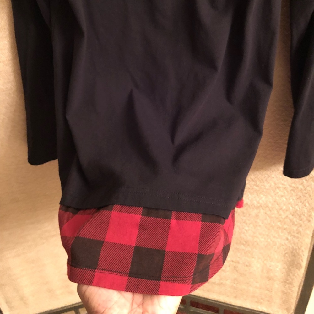 Black  and Plaid Pocket Tee